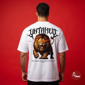 UNTAMED Raging Lion Oversized Graphic T-Shirt – Crisp White Streetwear Drop
