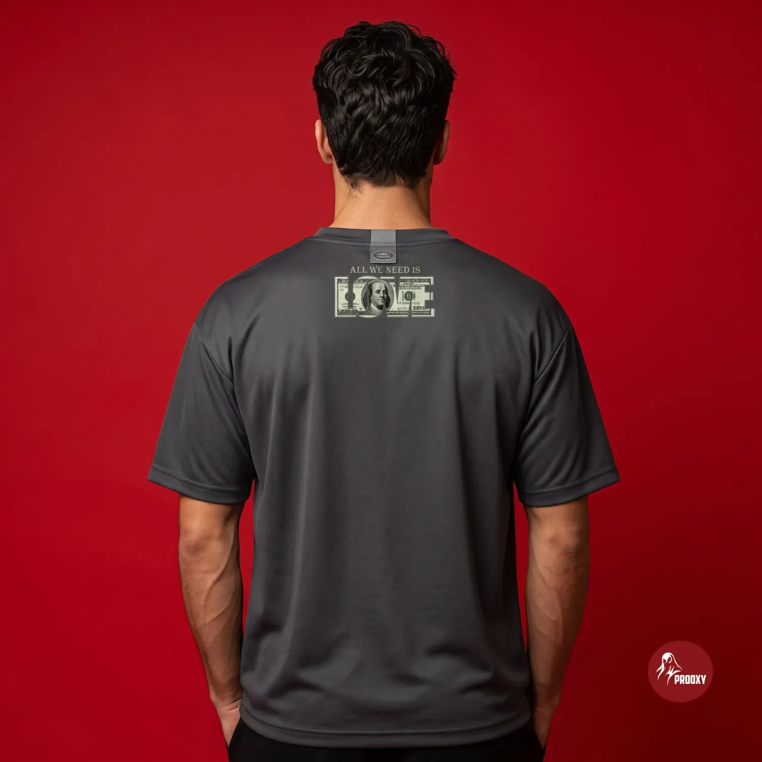 All We Need is Love Dollar Graphic Performance T-Shirt – Slate Grey
