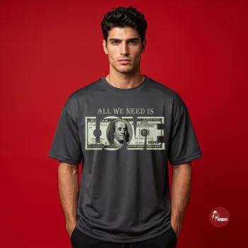 All We Need is Love Dollar Graphic Performance T-Shirt – Slate Grey