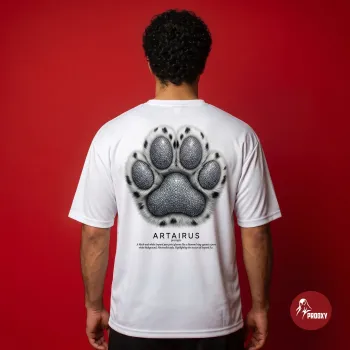 PROOXY Artairus Snow Leopard Jewel-Paw Mesh T-Shirt in Arctic White