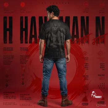 Hanuman The Legend Dual-Sided Sanskrit Art Performance T-Shirt – Crimson Limited Edition