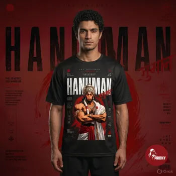 Hanuman The Legend Dual-Sided Sanskrit Art Performance T-Shirt – Crimson Limited Edition