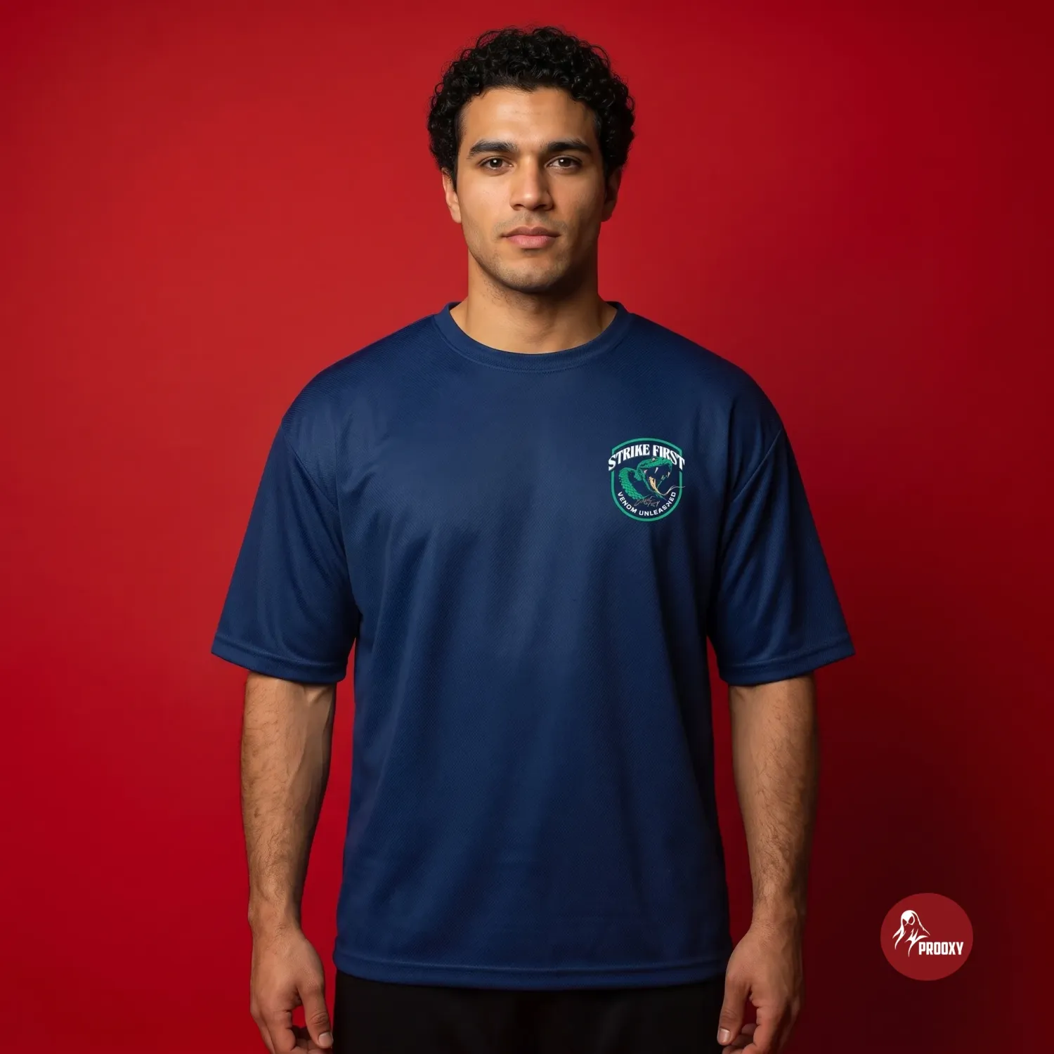 Strike First Silent Fury Python Performance Mesh Tee – Navy Blue