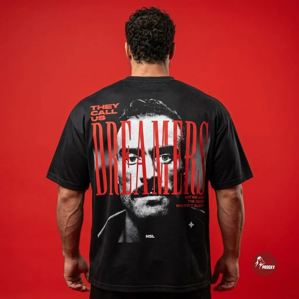 PROOXY NSL They Call Us Dreamers Oversized Heavyweight Graphic Tee – Pitch Black