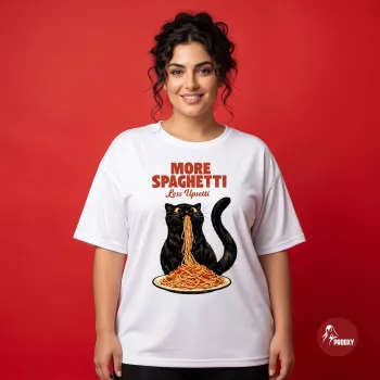More Spaghetti Less Upsetti Graphic Oversized Tee – Crisp White