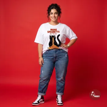 More Spaghetti Less Upsetti Graphic Oversized Tee – Crisp White