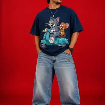 Retro Cat & Mouse Oversized T-Shirt
