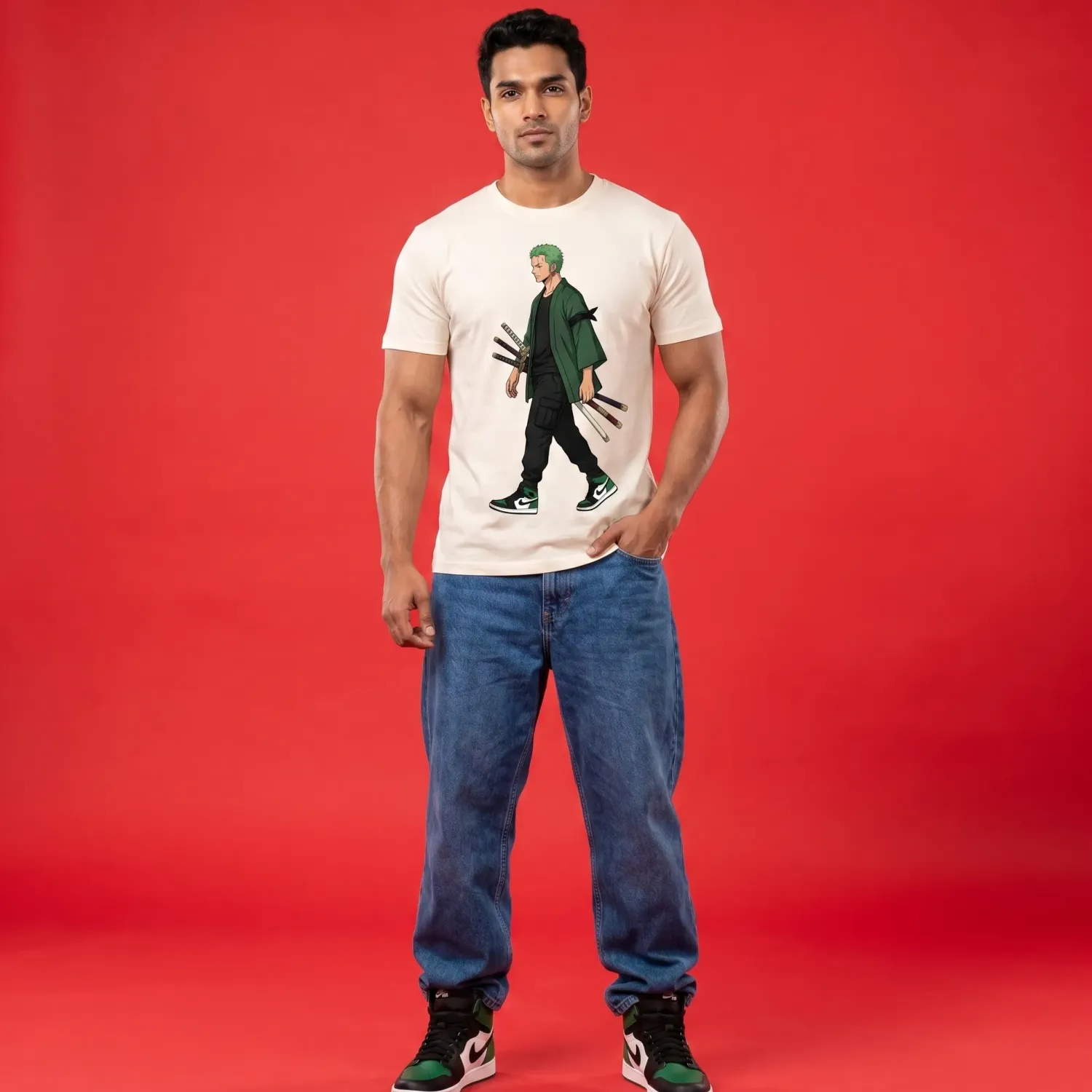 Green Swordsman Graphic T-Shirt