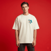 Men's Off-White Oversized T-Shirt with Blue Shark Graphic