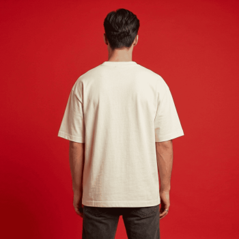 Men's Off-White Oversized T-Shirt with Blue Shark Graphic