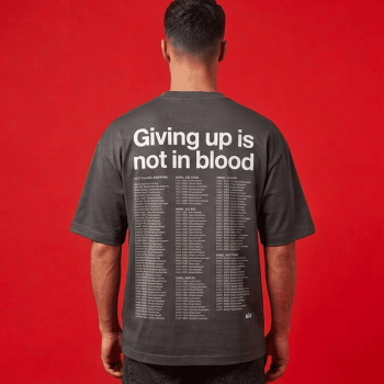 Giving Up Is Not In Blood" Oversized Dark Grey T-Shirt – Post-Kargil Heroes Tribute Edition